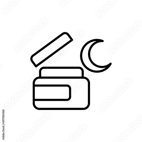 Night cream outline icons, minimalist vector illustration ,simple transparent graphic element .Isolated on white background