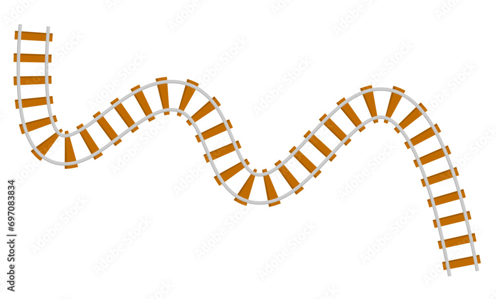 Up and down wooden railroad track flat illustration design Up and down wooden railroad track flat illustration design
