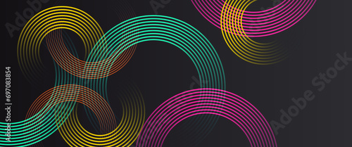 COColorful colourfulLOR vector glowing tech geometric 3D line modern abstract banner. Futuristic technology lines background design. Modern graphic element. Horizontal banner template