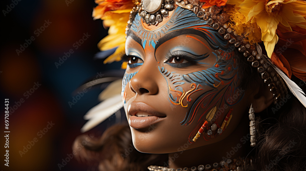 afro woman with painted face afro woman with painted face