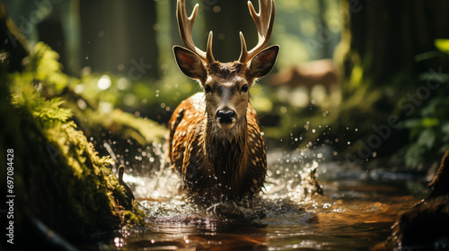 deer in the water
