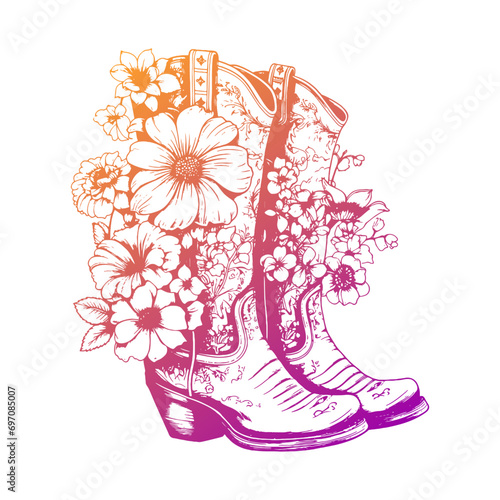 Cowgirl Boots Illustration Clip Art Design Shape. Western Silhouette Icon Vector.