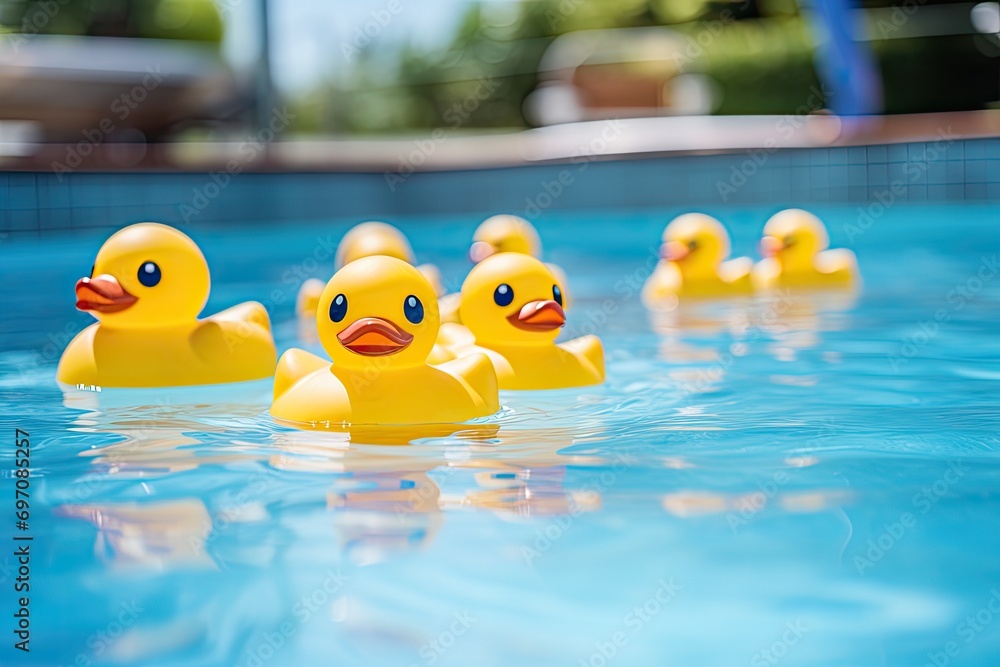 Children's pool with rubber ducks. Children's pool with rubber ducks.