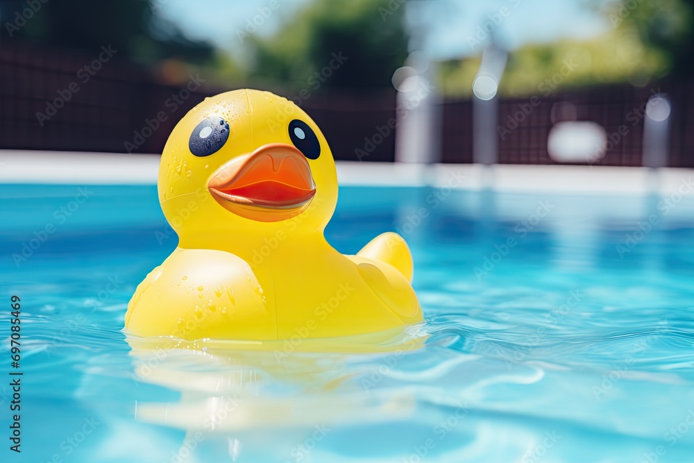 Yellow rubber duck in the pool. Yellow rubber duck in the pool.