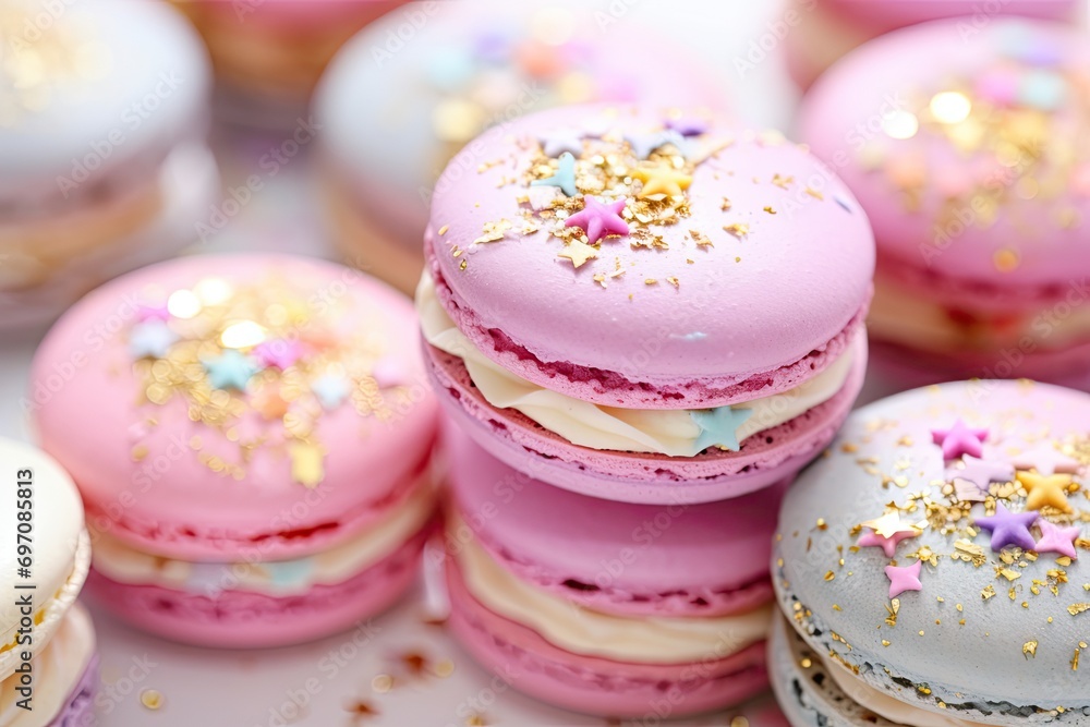 Closeup of unicorn macarons Closeup of unicorn macarons