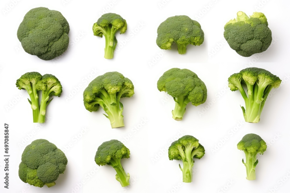 Fresh broccoli blocks isolated on white background. Fresh broccoli blocks isolated on white background.