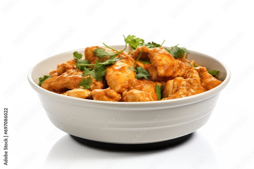 Delicious chicken curry in a white bowl Delicious chicken curry in a white bowl