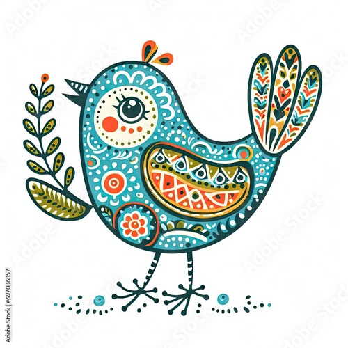 Colorful Folk Art Bird