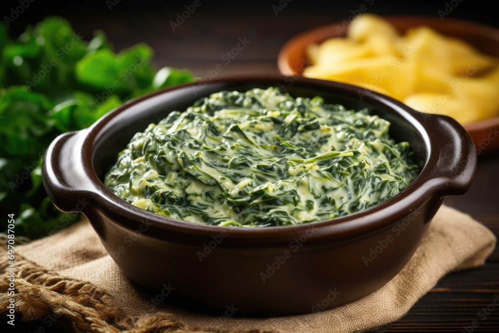 Creamy spinach side dish made with fresh onion and garlic. Creamy spinach side dish made with fresh onion and garlic.