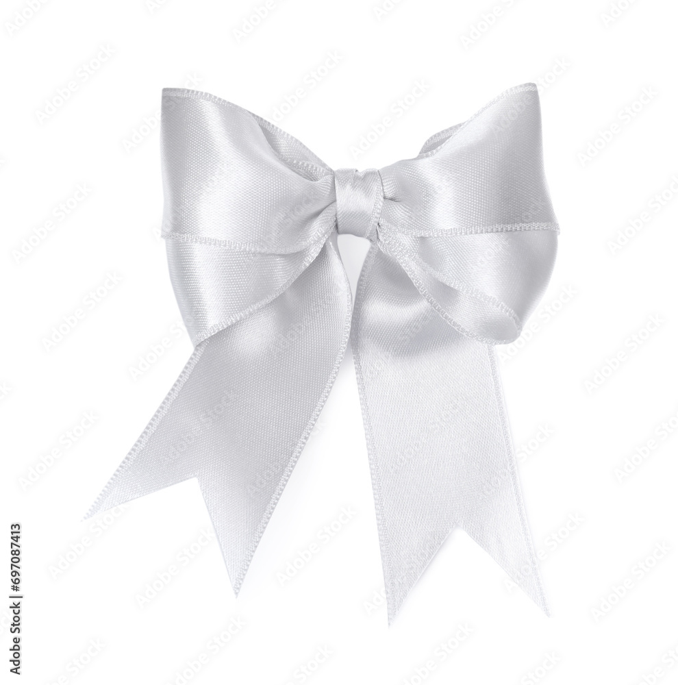 White satin ribbon bow isolated on white White satin ribbon bow isolated on white