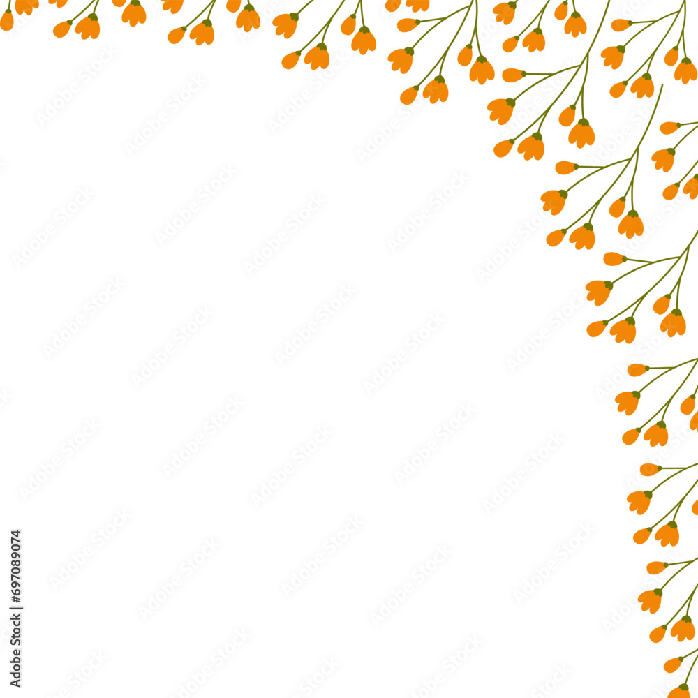 Abstract floral corner frame border with blossom brunches. Design concept for springtime greetings Abstract floral corner frame border with blossom brunches. Design concept for springtime greetings