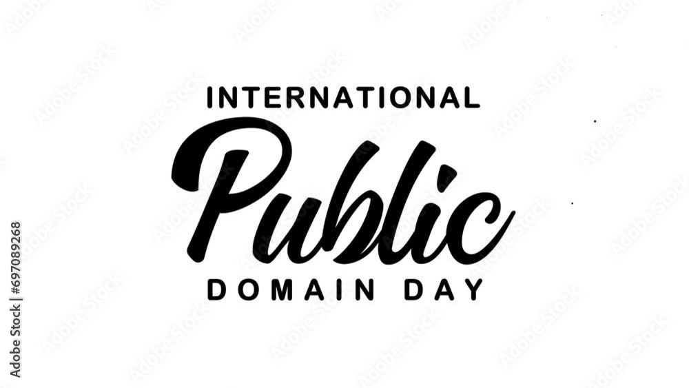 International Public Domain Day Text Animation. Great for Public Domain Day Celebrations, lettering with alpha or transparent background, for banner, social media feed wallpaper stories International Public Domain Day Text Animation. Great for Public Domain Day Celebrations, lettering with alpha or transparent background, for banner, social media feed wallpaper stories
