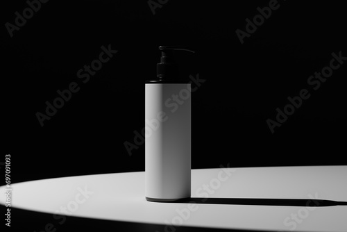 Amber Glass Slim Pump Bottle Mockups with Shadows