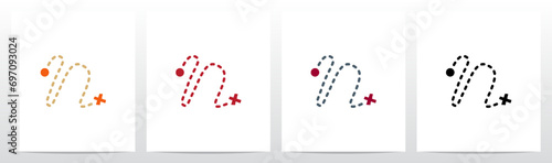Treasure Map Trail X Mark The Spot Letter Logo Design N