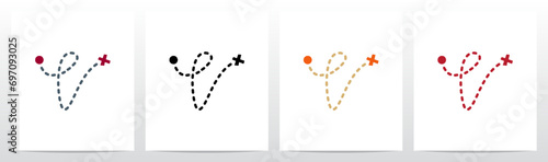 Treasure Map Trail X Mark The Spot Letter Logo Design V