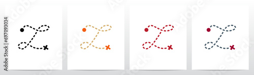 Treasure Map Trail X Mark The Spot Letter Logo Design Z