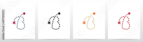 Treasure Map Trail X Mark The Spot Letter Logo Design B