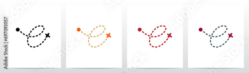 Treasure Map Trail X Mark The Spot Letter Logo Design E