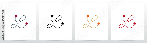 Treasure Map Trail X Mark The Spot Letter Logo Design L