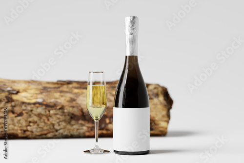 Sparkling Wine Bottle with blank Labels