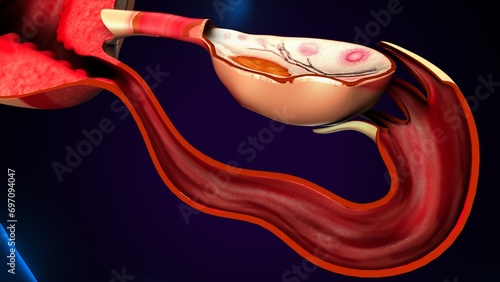 female reproductive, uterus system anatomy. 3d illustration  photo