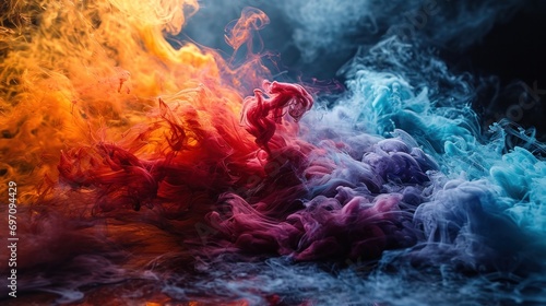 Vibrant Abstract Wallpaper with Colorful Smoke, Digital Artwork of Psychedelic Design - Creative Illustration for Modern Backgrounds & Artistic Compositions. Generative AI © Stefan