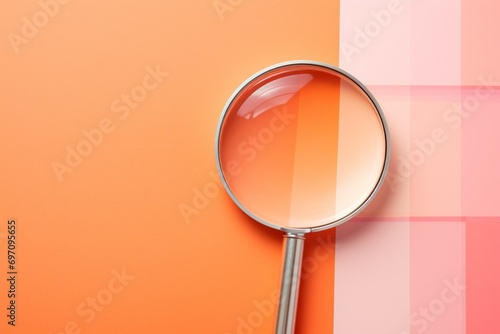 Magnifying glass in a trendy color. Background with selective focus and copy space photo