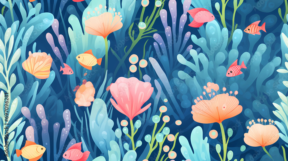 underwater scenes seamless pattern