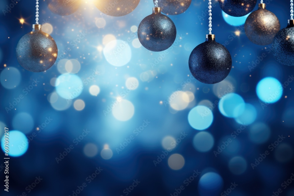 Lights and blue background of Christmas bauble bokeh effect. Lights and blue background of Christmas bauble bokeh effect.