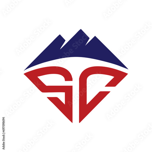 letter sc mountain logo design