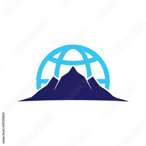 mountain globe logo design