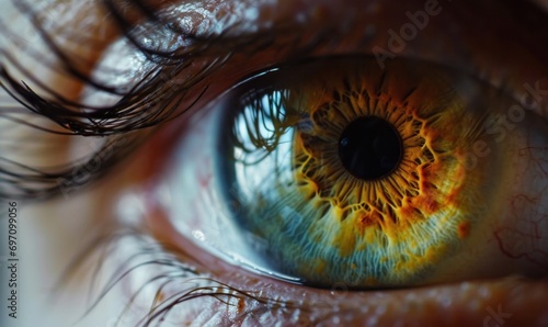 Mesmerizing Iris Close-up - AI Capturing Detailed Human Vision. Generative AI