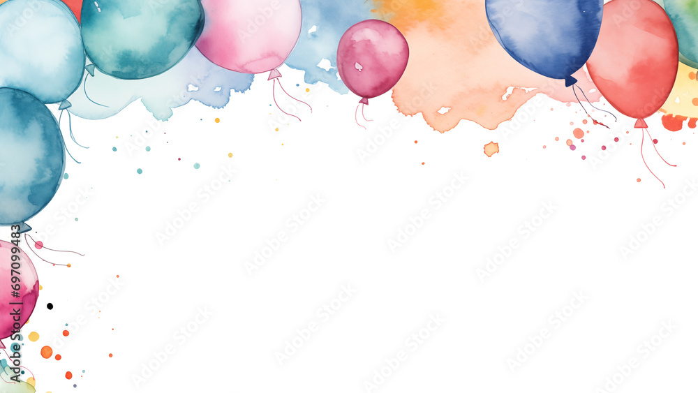 Watercolor Birthday Border Vector on White Background