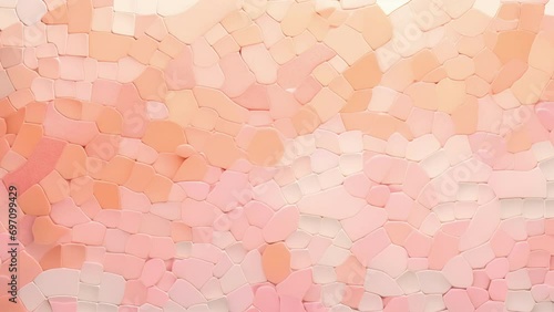Minimalistic view of a pastel Peach Fuzz mosaic pattern, combining playful and sophisticated elements. photo