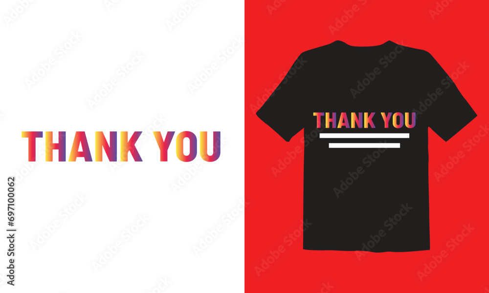 Fototapeta premium Thank You T Shirt DesignThank you modern phrase handwritten vector calligraphy with swooshes. Black paint lettering isolated on white background. Postcard, greeting card, t shirt print.