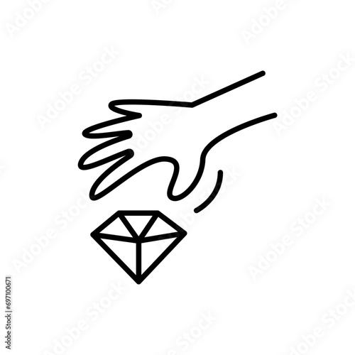 Diamond steal icons, crime minimalist vector illustration ,simple transparent graphic element .Isolated on white background