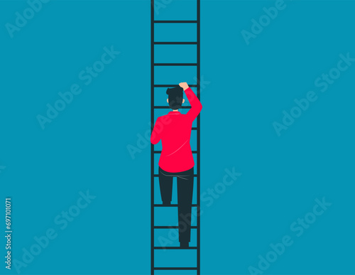 Confident person goes forward to life goals. Personal growth and development vector concept