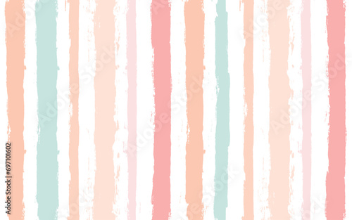Hand drawn striped pattern, pink, orange and green girly stripe seamless background, childish pastel brush strokes. vector grunge stripes, cute baby paintbrush line backdrop 