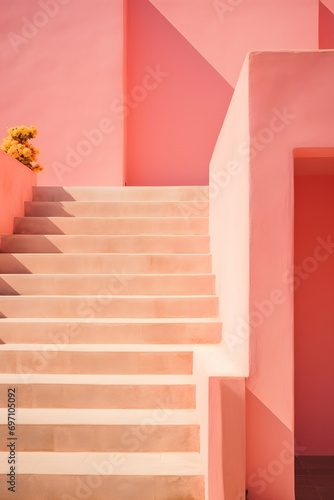 minimal pink stairs with sunlight going up  concept images