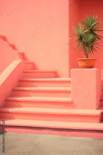 minimal pink stairs with sunlight going up  concept images