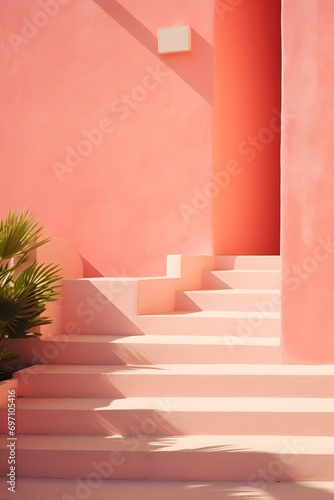 minimal pink stairs with sunlight going up  concept images
