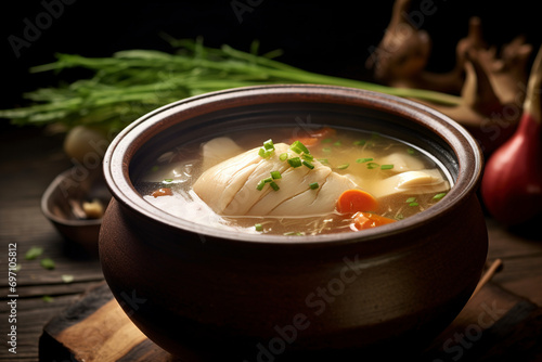 Korean ox bone soup is served. (Generative AI)
