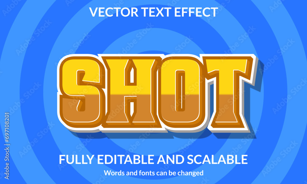 Shot 3D editable text effect typography vector template