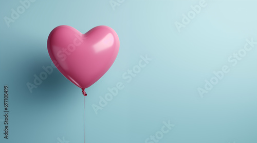 Minimalist Heart-Shaped Balloon Floating in Blue Backdrop 