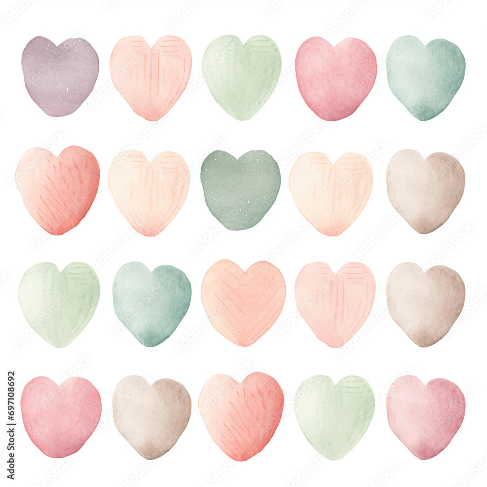 Watercolor Sweet Candy Hearts