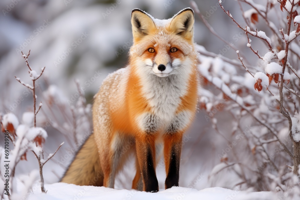 Fototapeta premium A close up of a fox in the snow