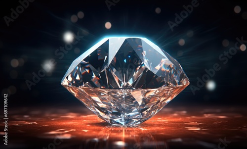 A large diamond on a shiny surface