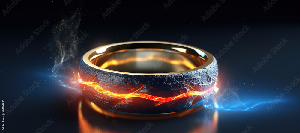 fire texture metal circle ring, flame 10