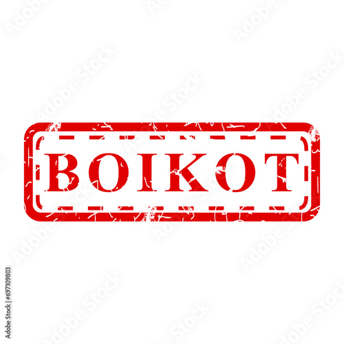 boikot, boycott in indonesia language, simple vector scratch dirty red simple rectangle vector rubber stamp effect