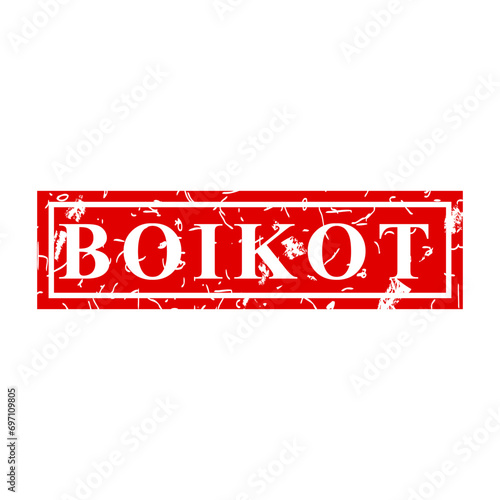 boikot, boycott in indonesia language, simple vector scratch dirty red simple rectangle vector rubber stamp effect